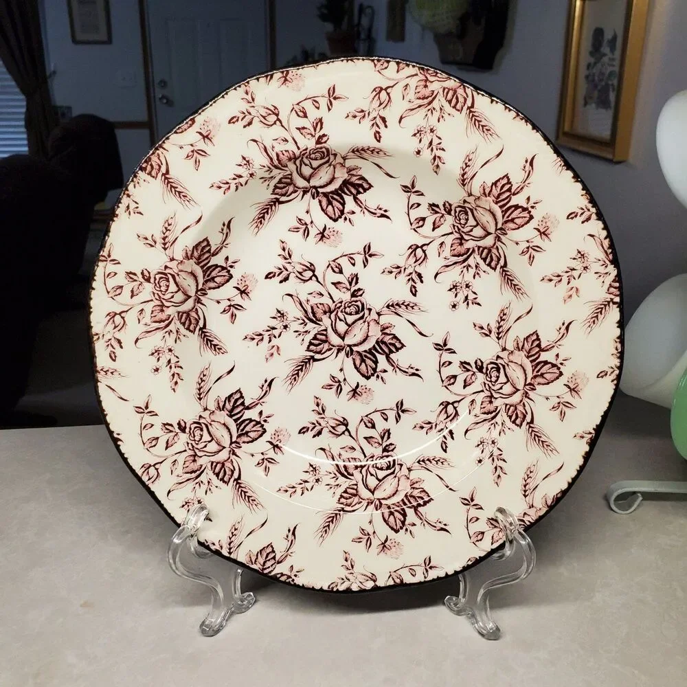 Wood & Sons Colonial Rose Pink Rim Soup Bowl 8